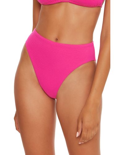 Becca Pucker Up High Waist Bikini Bottoms - Pink