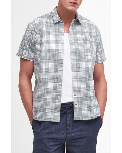 Barbour Springside Regular Fit Plaid Short Sleeve Button-up Shirt - Gray