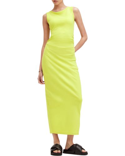 AllSaints Katarina Ruched Side Maxi Dress - Yellow