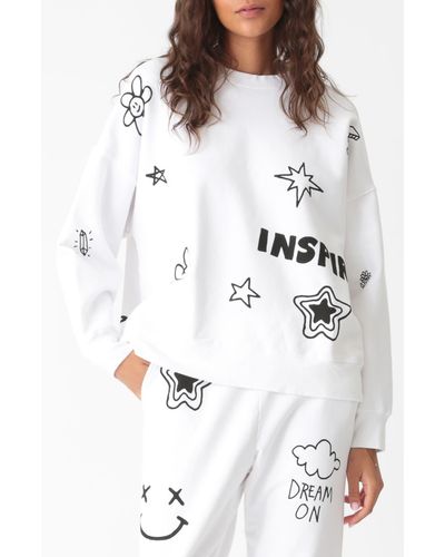 Electric and Rose Classic Doodle Pullover Sweatshirt - White