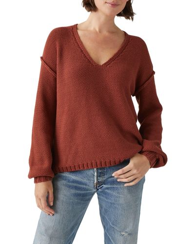 Michael Stars Kendra Relaxed Cotton Blend Sweater - Red