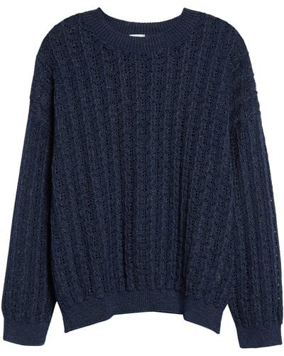 Eleventy Pointelle Crewneck Sweater - Blue