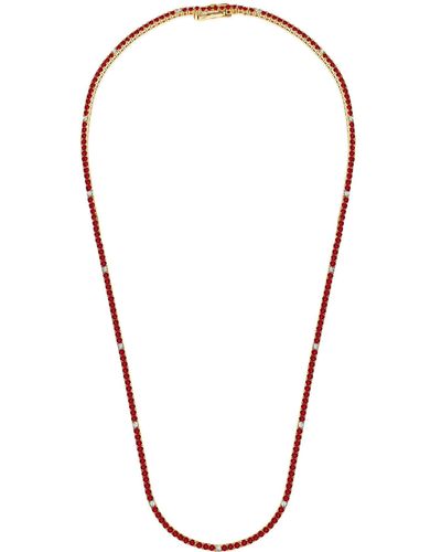 Crislu Cubic Zirconia Tennis Necklace - Red