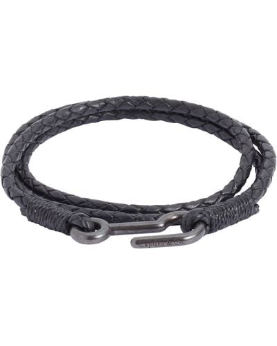 Caputo & Co. Braided Leather Wrap Bracelet - Blue