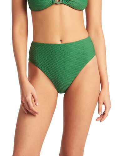 Sea Level Retro High Waist Bikini Bottoms - Green