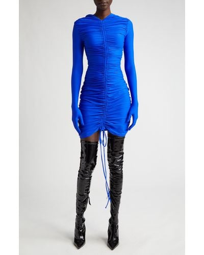 Quinn Cardi Long Sleeve Ruched Glove Dress - Blue
