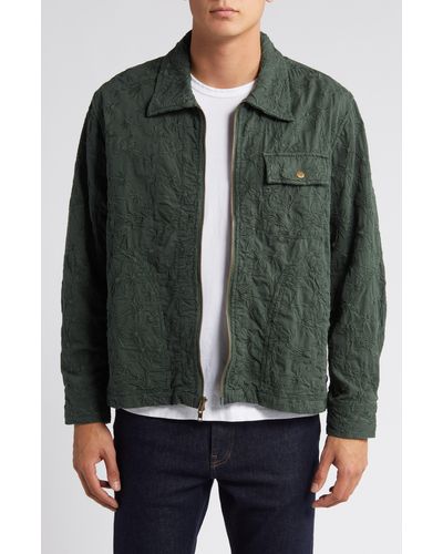 Corridor NYC Floral Embroidered Zip-up Jacket - Green
