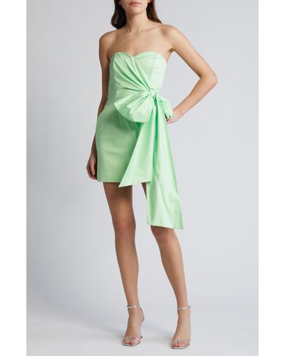 French Connection Florida Summer Tie Waist Strapless Minidress - Green