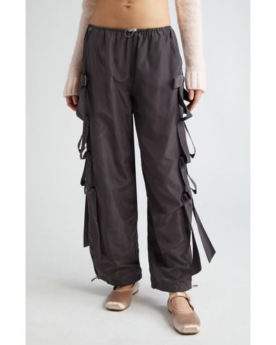 Sandy Liang Camille Bow Detail Track Pants - Black