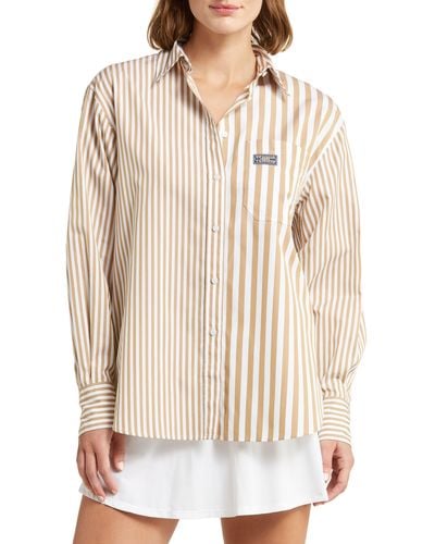 Lacoste X Bandier Mix Stripe Cotton Button-up Shirt - Natural