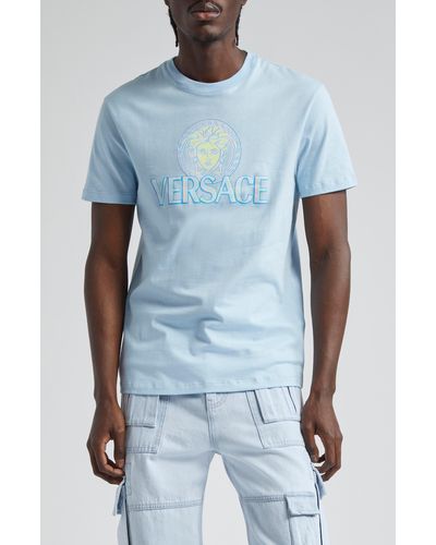 Versace Medusa Cotton Graphic T-shirt - Blue