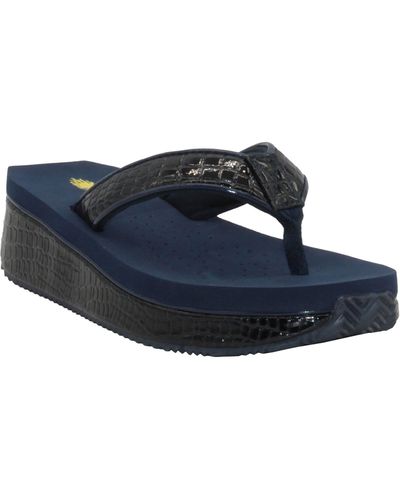Volatile 'mini Croco' Wedge Sandal - Blue