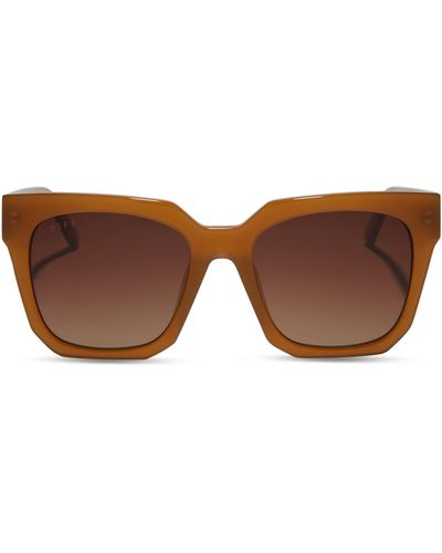 DIFF Ariana 54mm Gradient Polarized Square Sunglasses - Brown