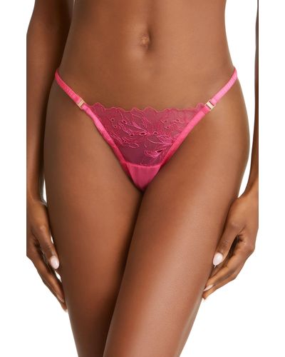 Bluebella Astra Embroidered Mesh Thong - Pink
