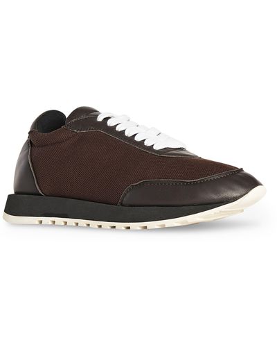 The Row Owen Leather & Mesh Sneaker - Brown
