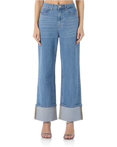 AFRM Kendall Wide Leg Cuff Jeans - Blue