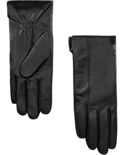 Mango Leather Gloves - Black