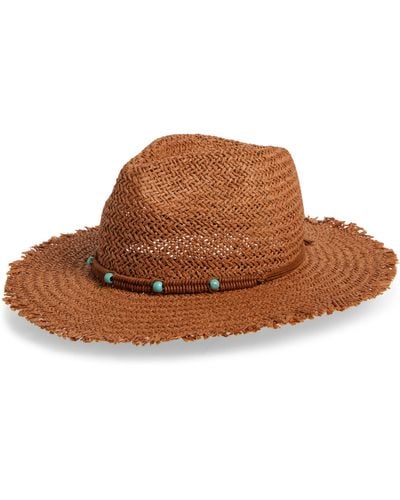 Treasure & Bond Turquiose Trim Panama Hat - Brown