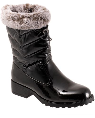 Trotters Bryce Faux Fur Trim Winter Boot - Black