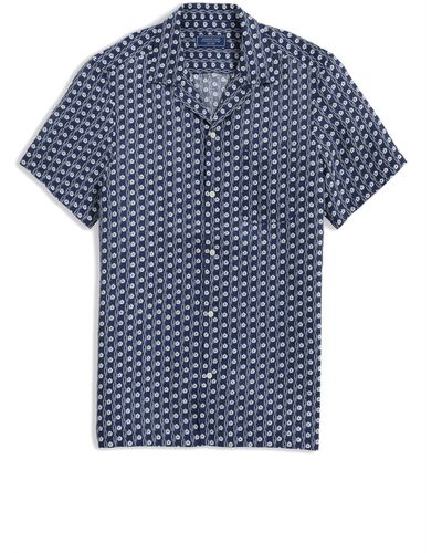 Vineyard Vines Floral Borders Linen Camp Shirt - Blue