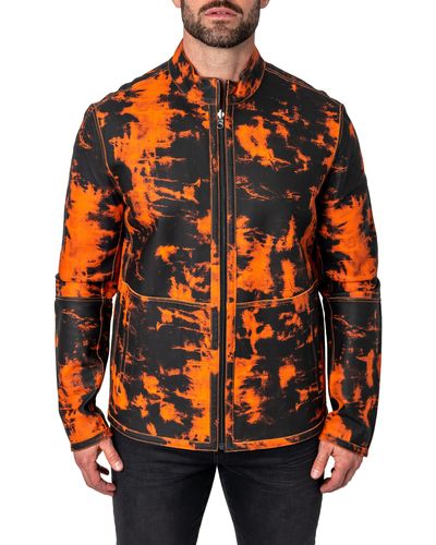 Maceoo Lab Reversible Leather Jacket At Nordstrom - Orange