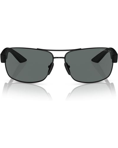 Prada 65mm Oversize Polarized Pillow Sunglasses - Black