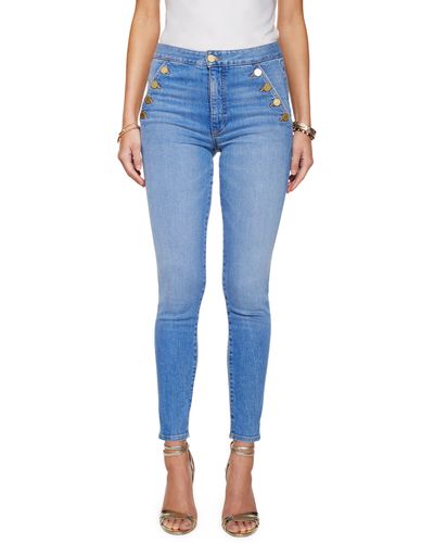 Ramy Brook Helena Button Detail Ankle Skinny Jeans - Blue