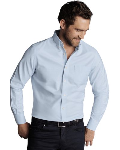 Charles Tyrwhitt Slim Fit Button-down Collar Non-iron Stretch Oxford Shirt - Blue