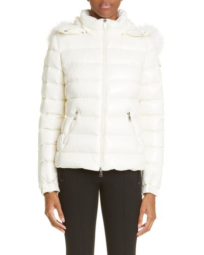 Moncler Badyf Down Jacket With Removable Faux Fur Trim - White