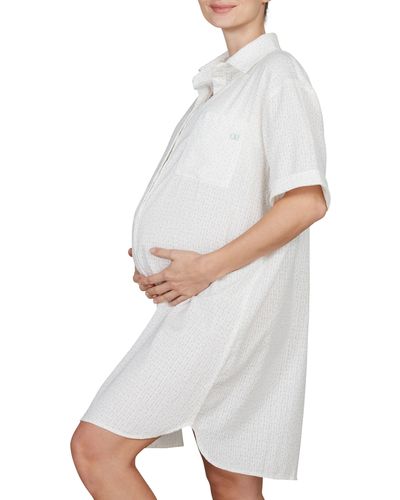Cache Coeur Paulette Maternity/nursing Organic Cotton Nightgown - White