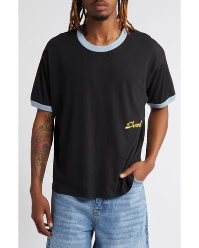 Elwood Oversize Ringer Graphic T-shirt - Black