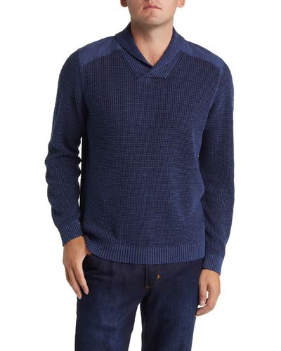 Tommy Bahama Tidemark Shawl Collar Cotton Sweater - Blue