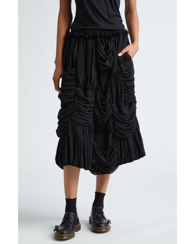 Comme des Garçons Panel Ruched Georgette Midi Skirt - Black
