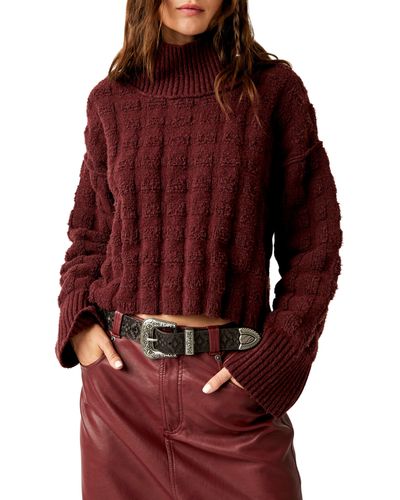 Free People Care Soul Searcher Mock Neck Sweater - Red