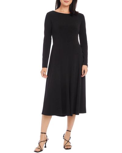 Karen Kane Kate Long Sleeve Jersey Midi Dress - Black