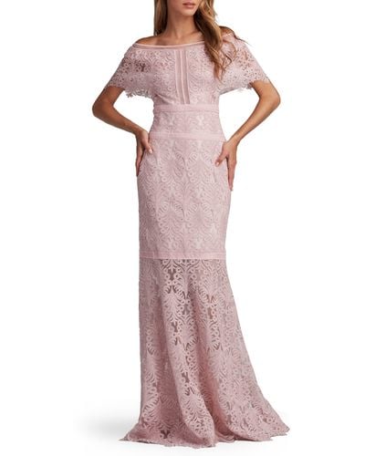 Tadashi Shoji Off The Shoulder Corded Lace Gown - Pink
