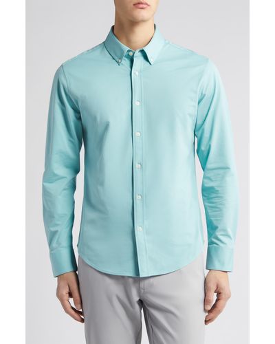 Mizzen+Main Mizzen+main Ellis Solid Knit Button-down Shirt - Blue