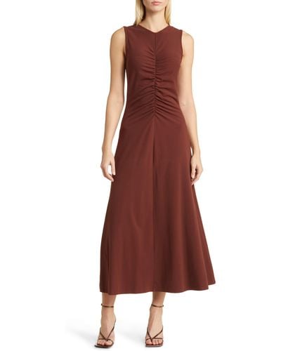 Nordstrom Ruched Front Sleeveless Maxi Dress - Red