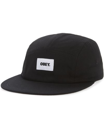 Obey Bold Label Five-panel Organic Cotton Hat - Black
