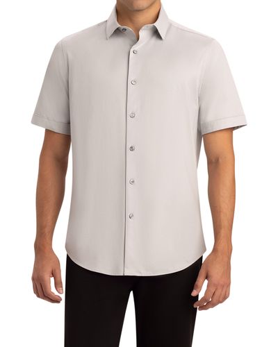 Bugatchi Miles Ooohcotton® Short Sleeve Button-up Shirt - White