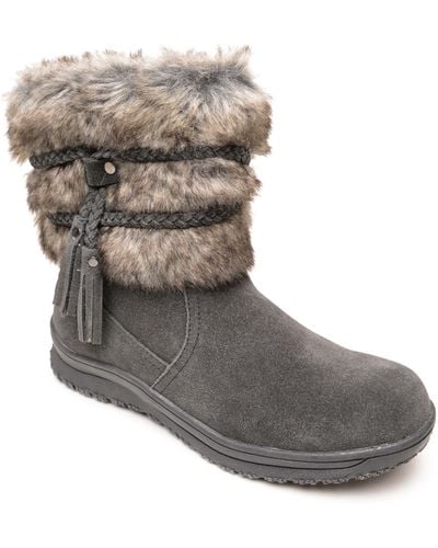 Minnetonka Everett Water Resistant Faux Fur Boot - Gray