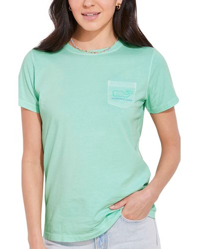 New Womens Vineyard Vines Tees Outlet Shop - Striped Short-Sleeve Crewneck  Simple Tee Coral Stripe - White Cap/Sea Swell