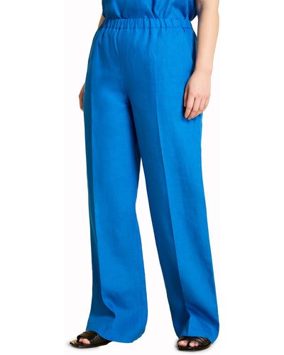 Marina Rinaldi Regolare Loose Fit Linen Pants - Blue