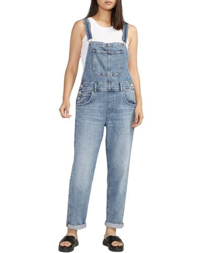 Silver Jeans Co. baggy Straight Leg Denim Overalls - Blue