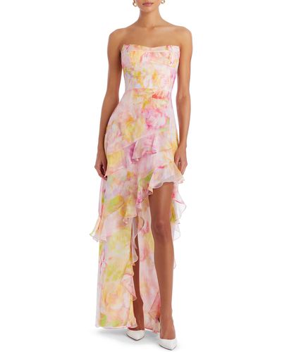 Amanda Uprichard Magnolia Floral Strapless Gown - Multicolor