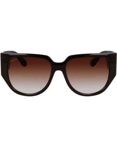Ferragamo Gancini Tea Cup 58mm Oval Sunglasses - Brown
