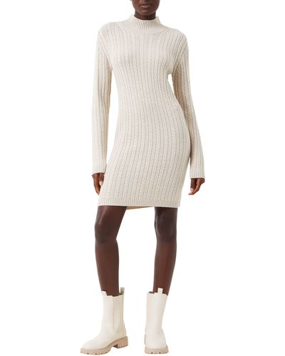 French Connection Katrin Long Sleeve Cable Knit Sweater Dress - Natural