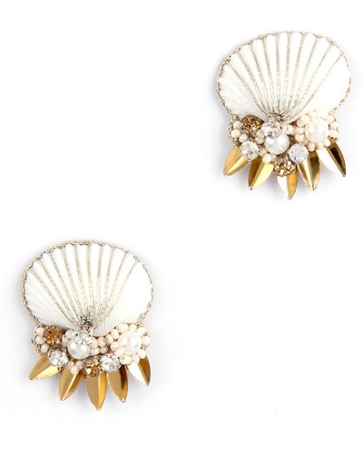 Deepa Gurnani Tahiti Shell Earrings - White