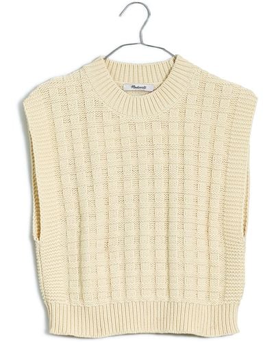 Madewell Checkered Stitch Wedge Sweater Vest - Natural