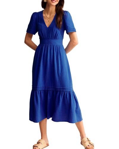 Boden Eve Double Cloth Midi Dress - Blue